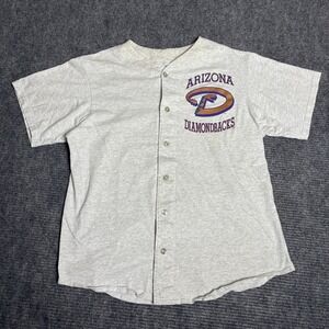 Vtg 90s Arizona Diamondbacks Baseball Jersey Gray XL Short Sleeve Button Up Mens